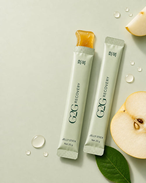G2G Recovery jelly sticks on sage with Korean pear